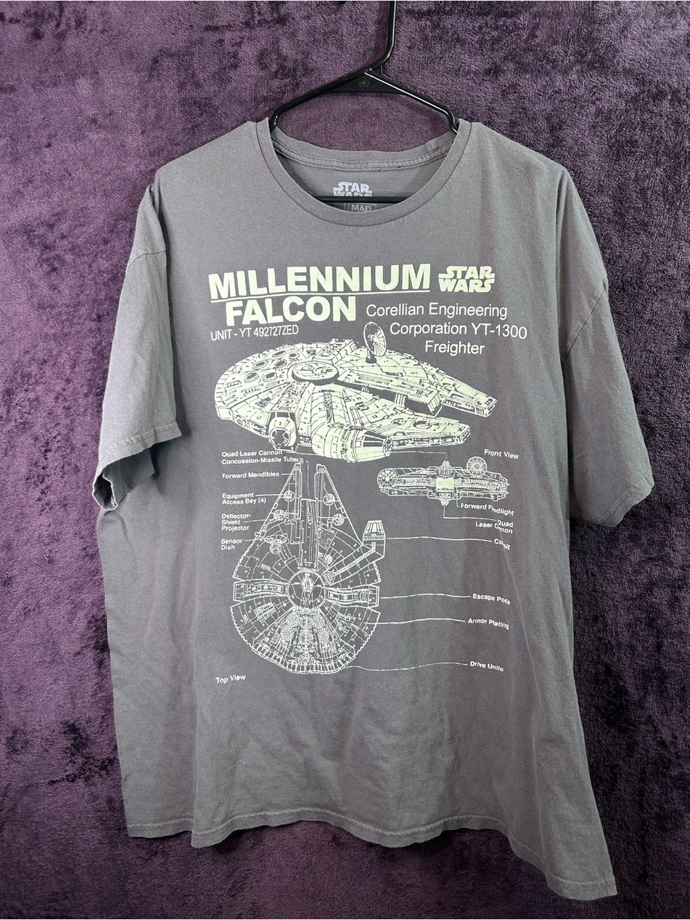 Star Wars Millennium Falcon Schematic Tee - Gray